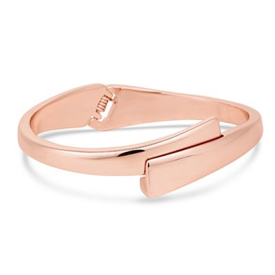 Rose gold cross over hinged bangle